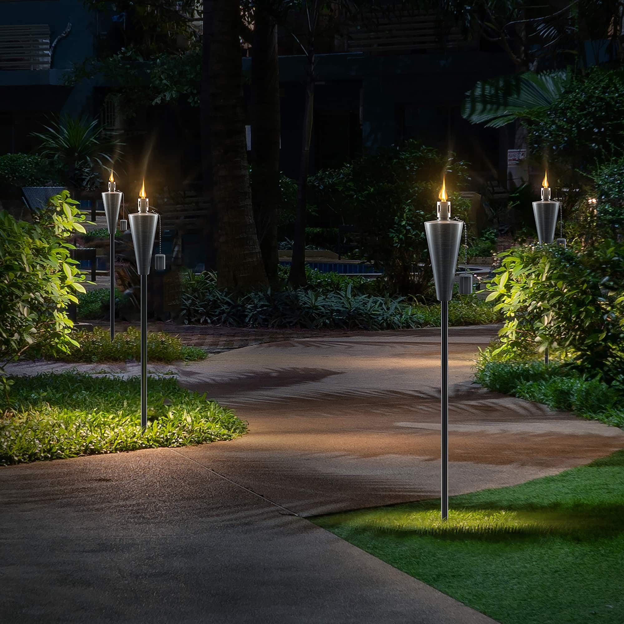 Sorbus 60" Matney Cone Stainless Steel Outdoor Torches , 2ct.